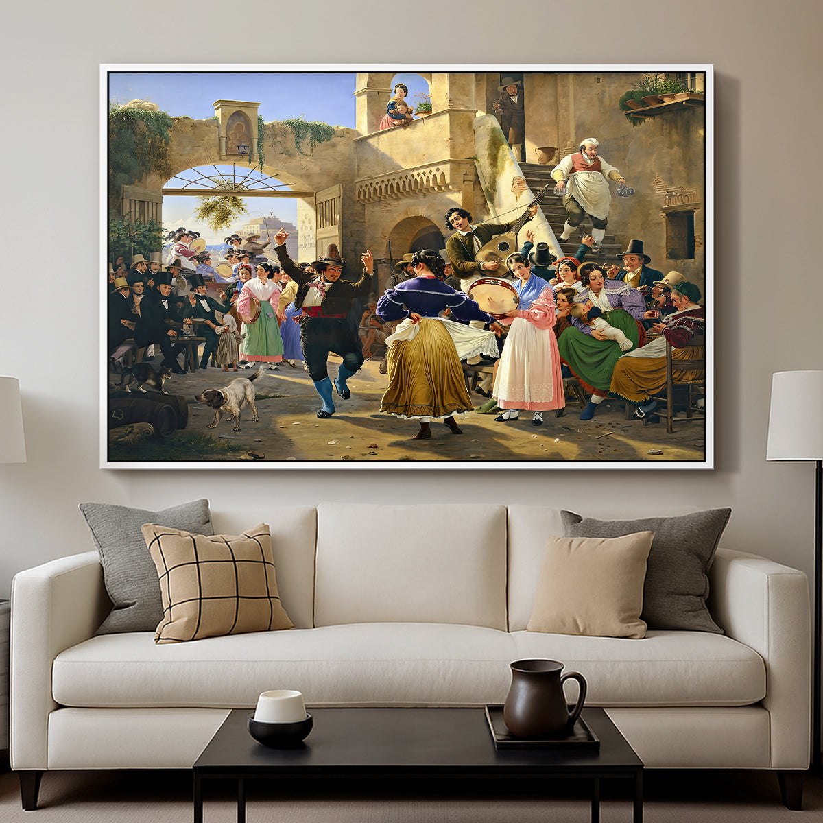 Romans Gathered for Merriment at an Osteria, 1839 - Floater Framed Canvas Print