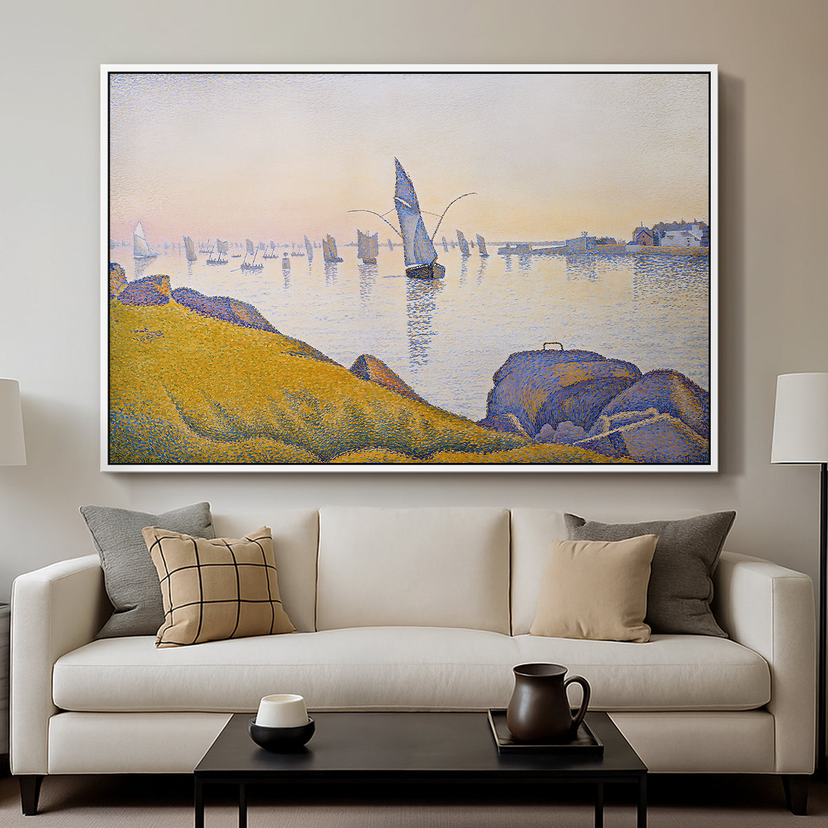 Evening Calm, Concarneau, Opus 220, 1891 - Floater Framed Canvas Print