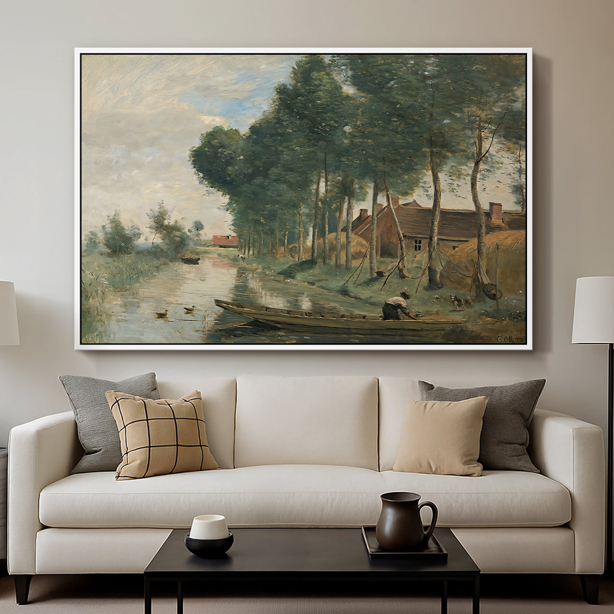 Landscape at Arleux-du-Nord, c. 1871-1874 - Floater Framed Canvas Print