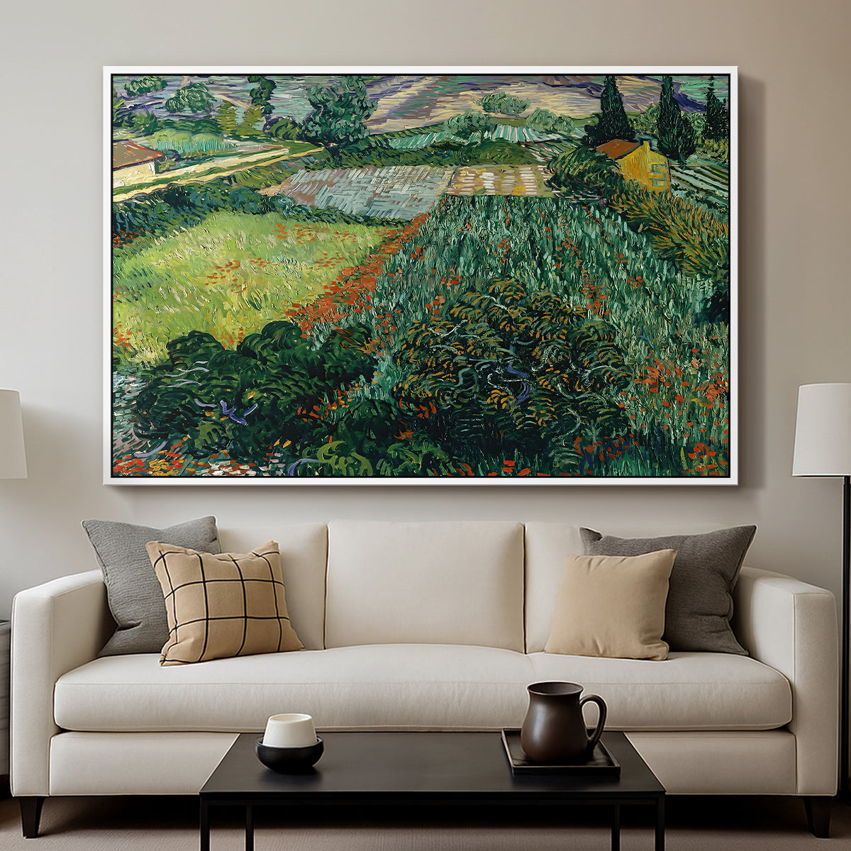 Field with Poppies, Saint-Rémy, 1889 - Floater Framed Canvas Print