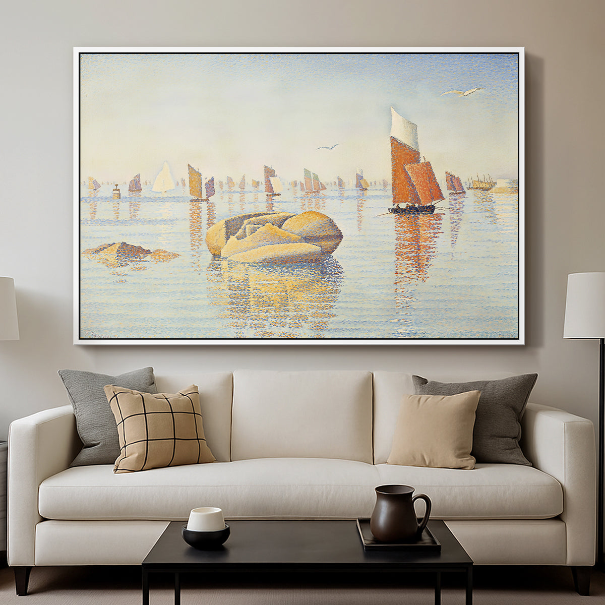 Concarneau, Quiet Morning, Opus 219, 1891 - Floater Framed Canvas Print