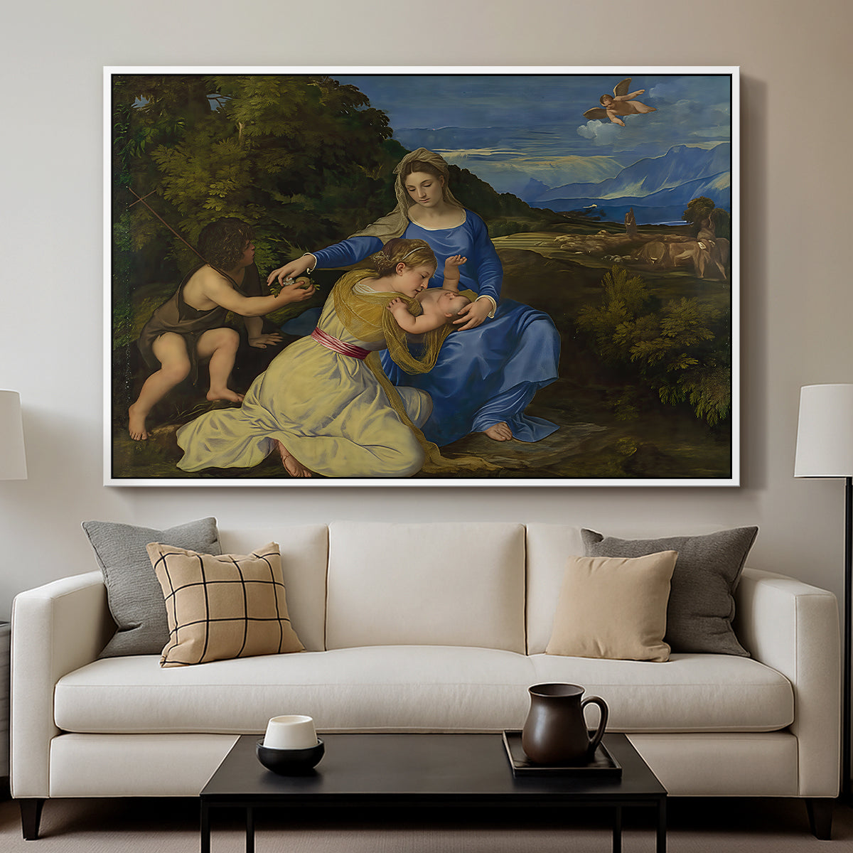 The Aldobrandini Madonna, 1532 - Floater Framed Canvas Print