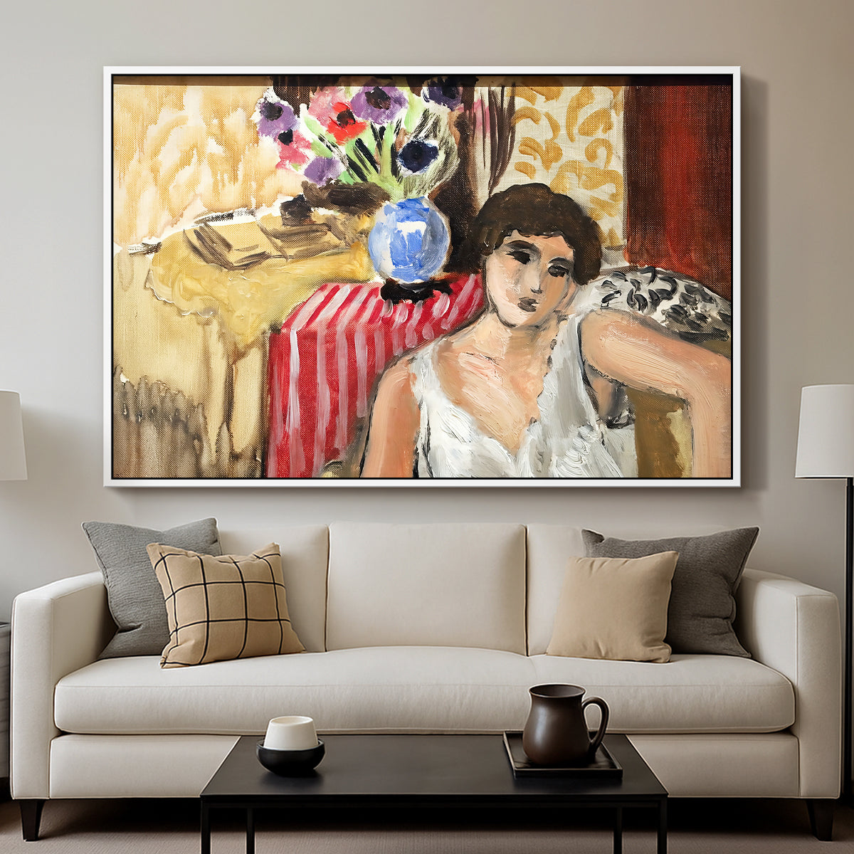 Woman Seated in an Armchair, c. 1920 - Floater Framed Canvas Print
