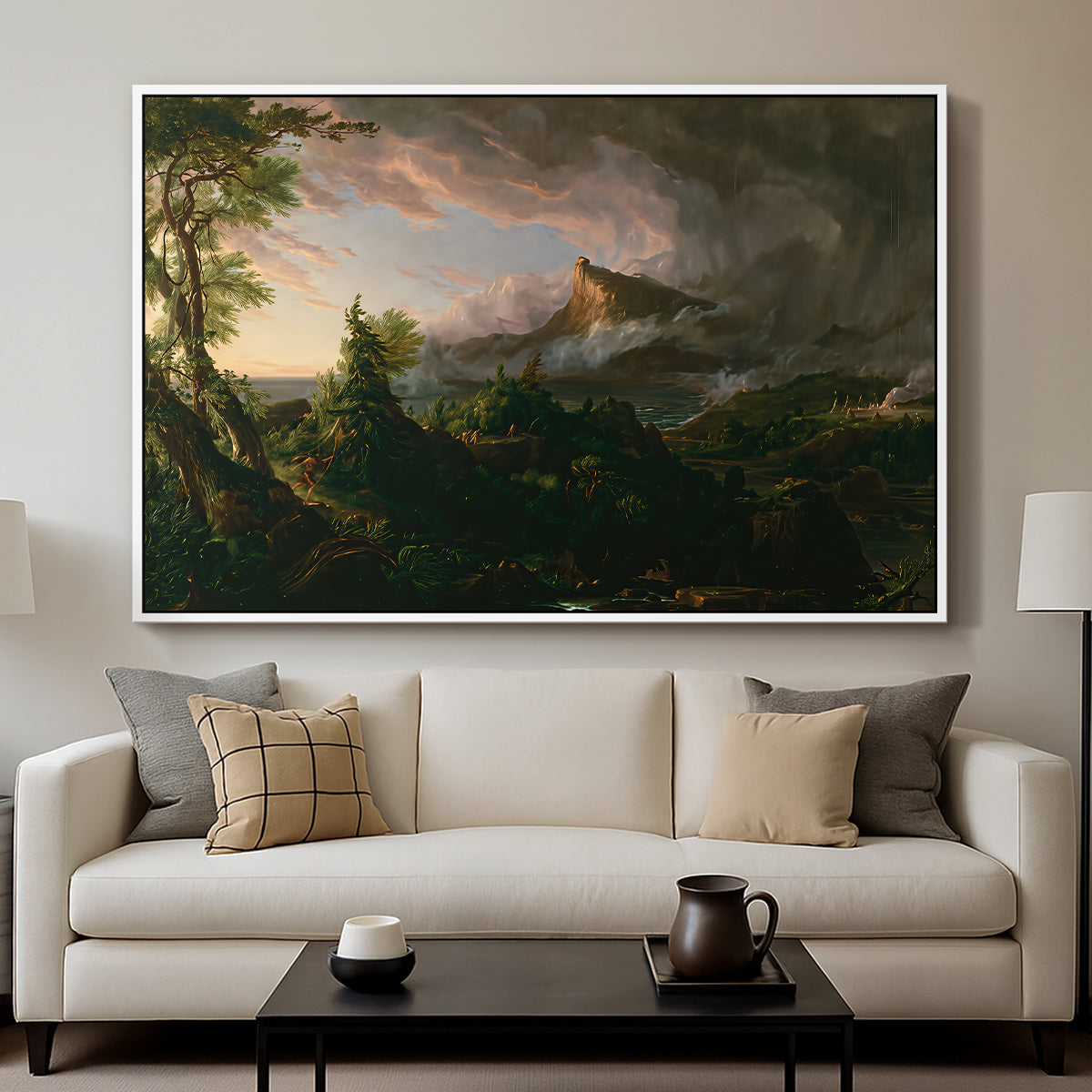 The Course of Empire: The Savage State, 1834 - Floater Framed Canvas Print