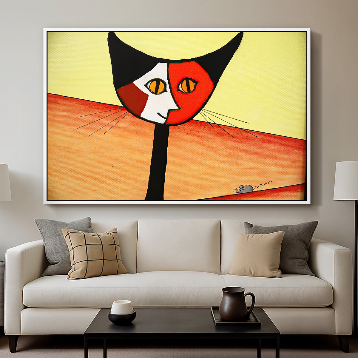Picasso's Cat–El Gato - Floater Framed Canvas Print