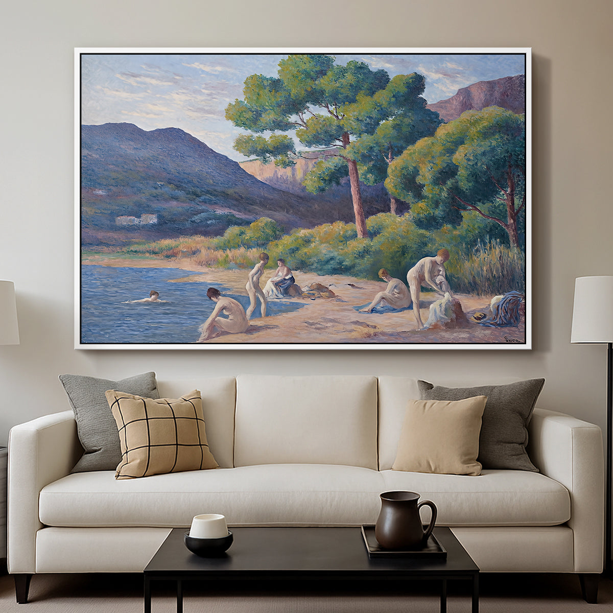 Bathers in Saint-Tropez, c. 1909 - Floater Framed Canvas Print