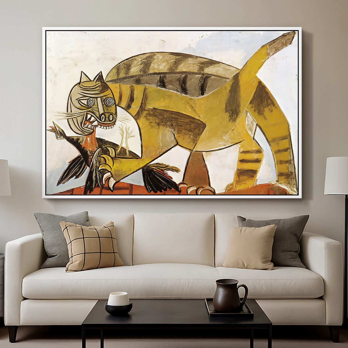 Cat Eating a Bird, 1939 - Floater Framed Canvas Print