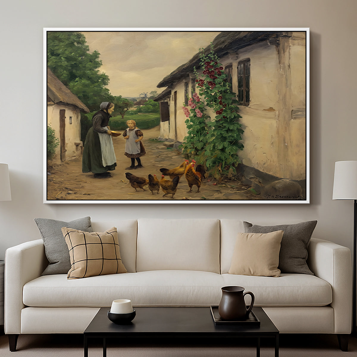 Visit to Grandmother, 1914 - Floater Framed Canvas Print