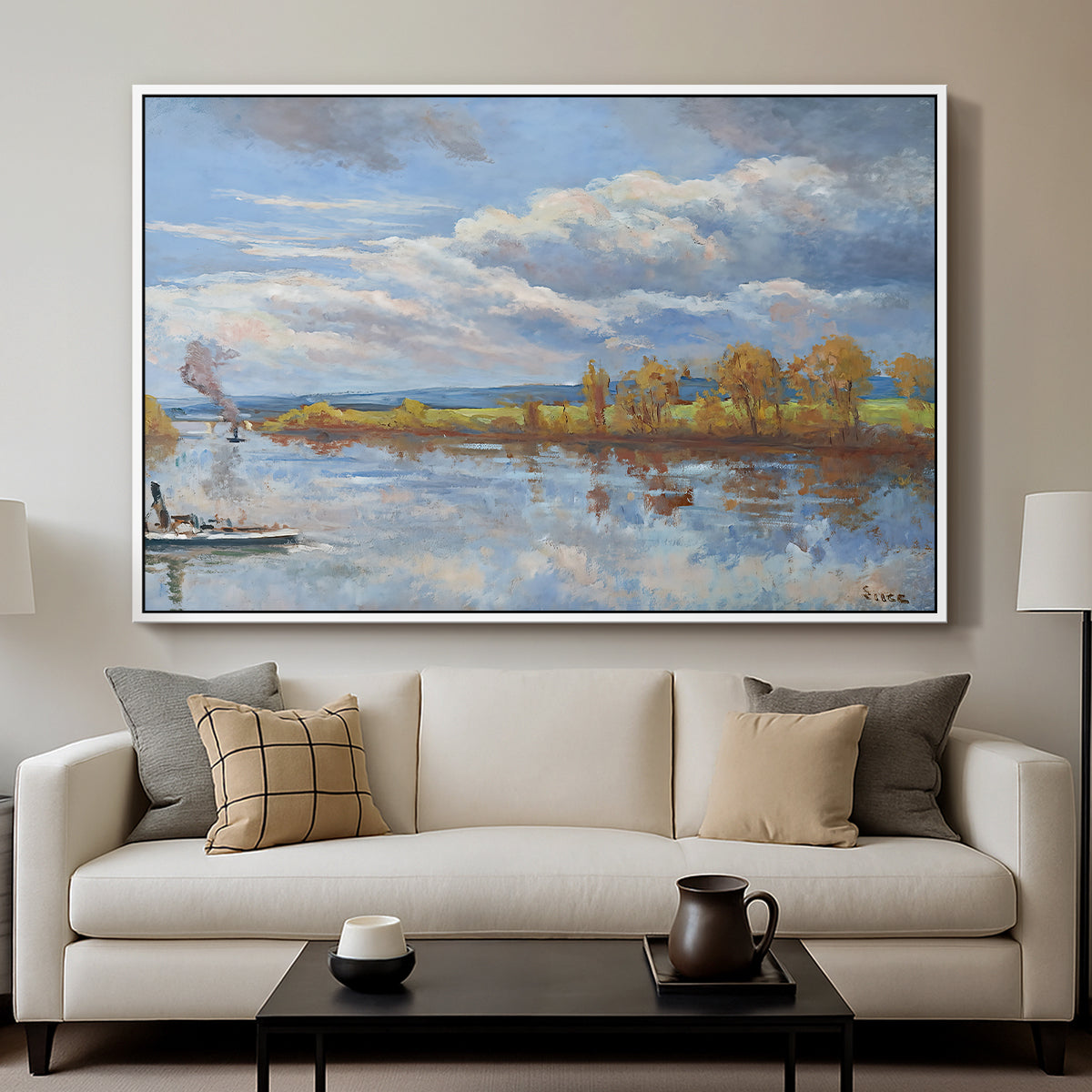 The Banks of the River Seine, 1893 - Floater Framed Canvas Print