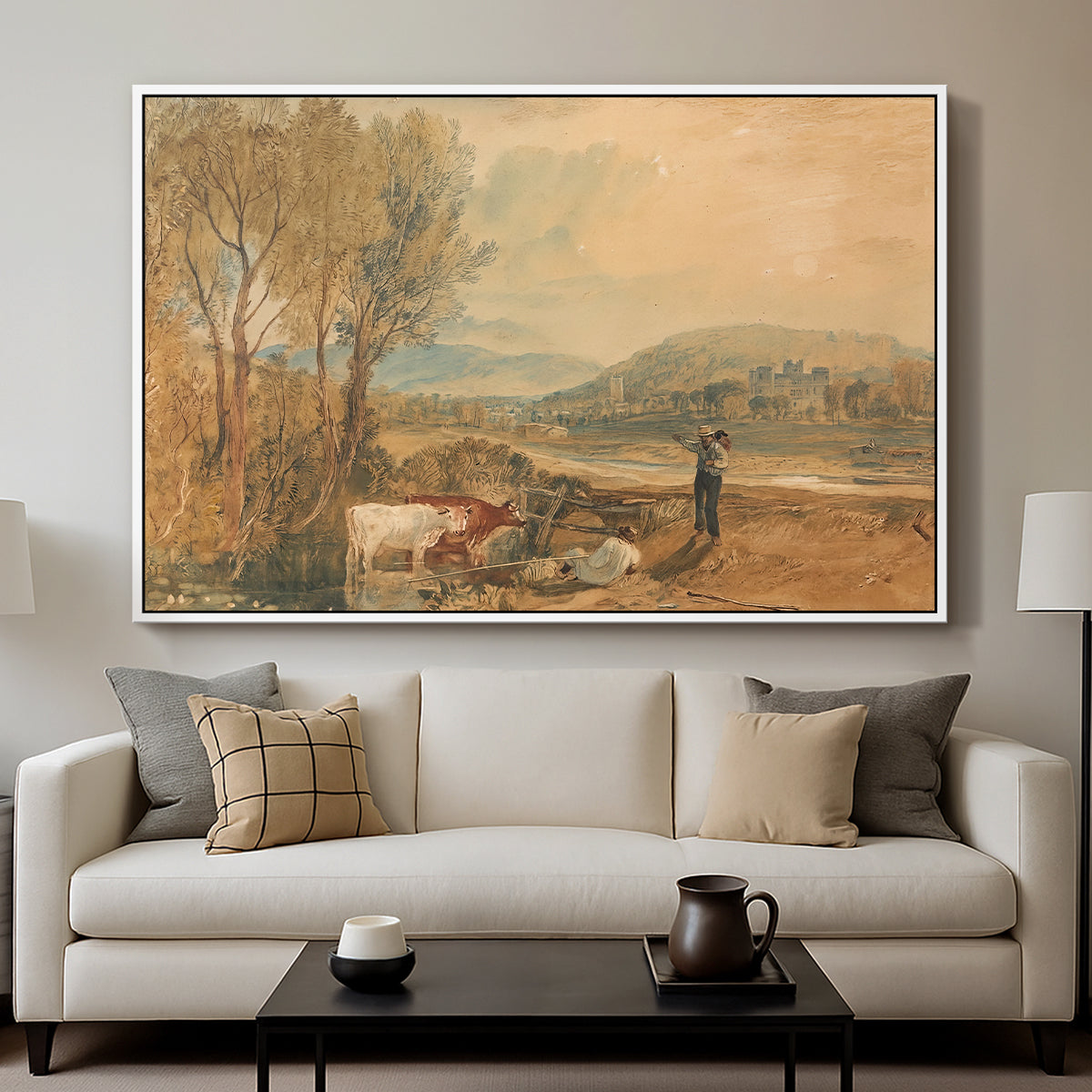 Lulworth Castle, Dorset, c. 1820 - Floater Framed Canvas Print