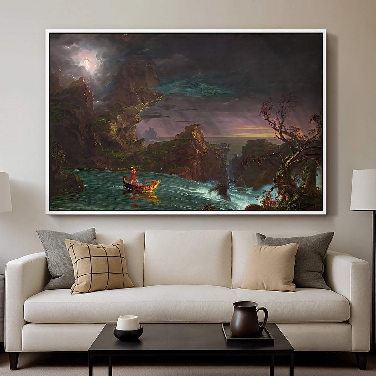 The Voyage of Life: Manhood, 1842 - Floater Framed Canvas Print