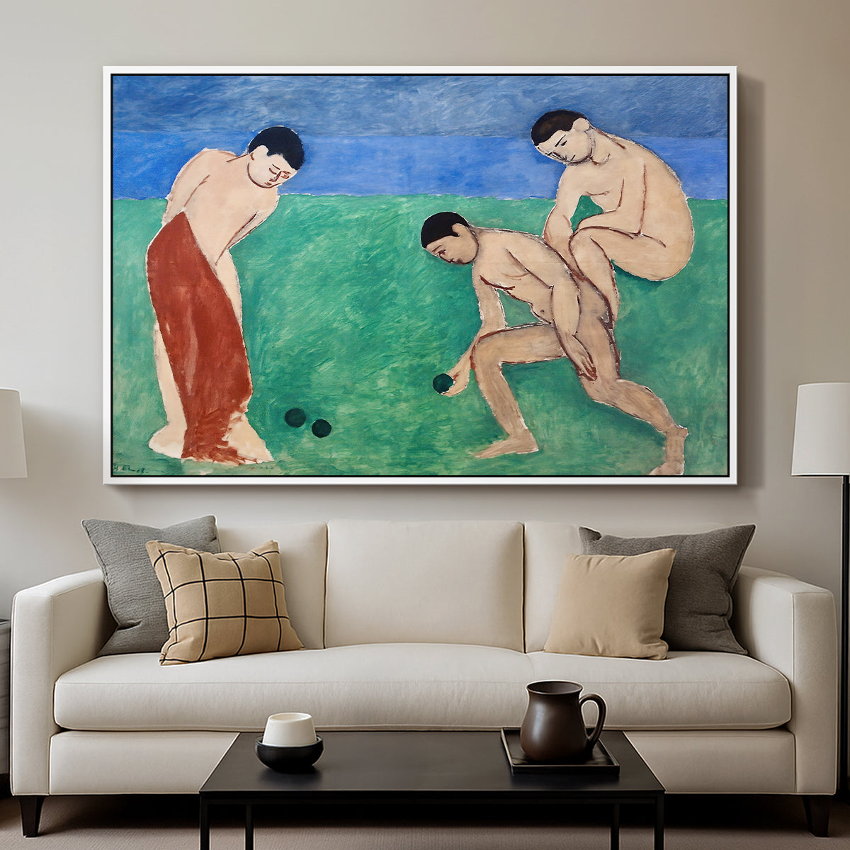 Game of Bowls, 1908 - Floater Framed Canvas Print