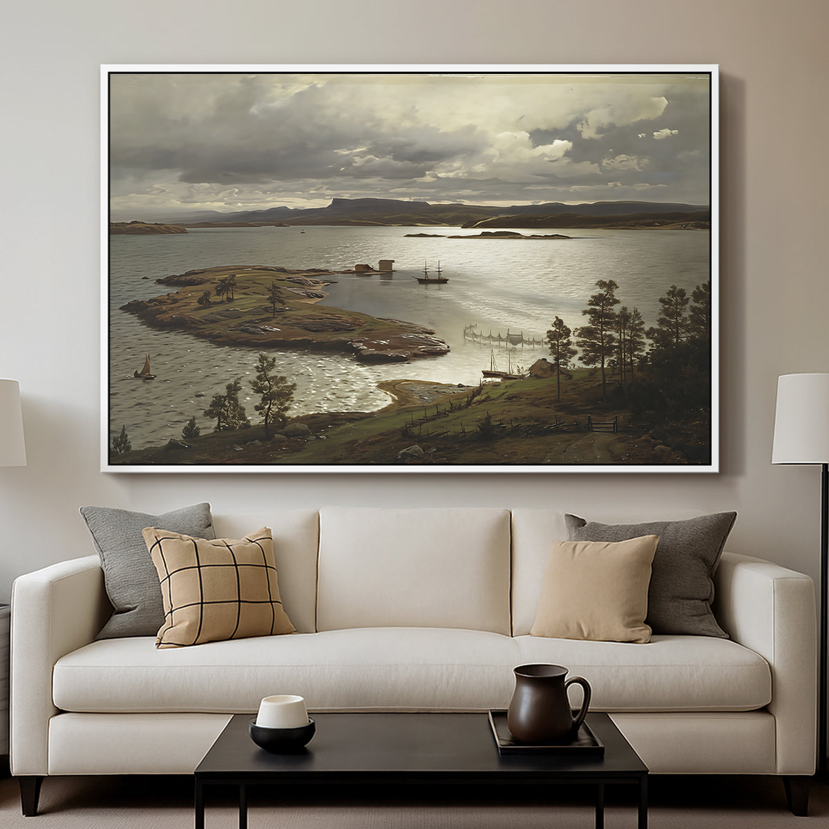 The Fjord at Sandviken (Sandviksfjorden), 1879 - Floater Framed Canvas Print