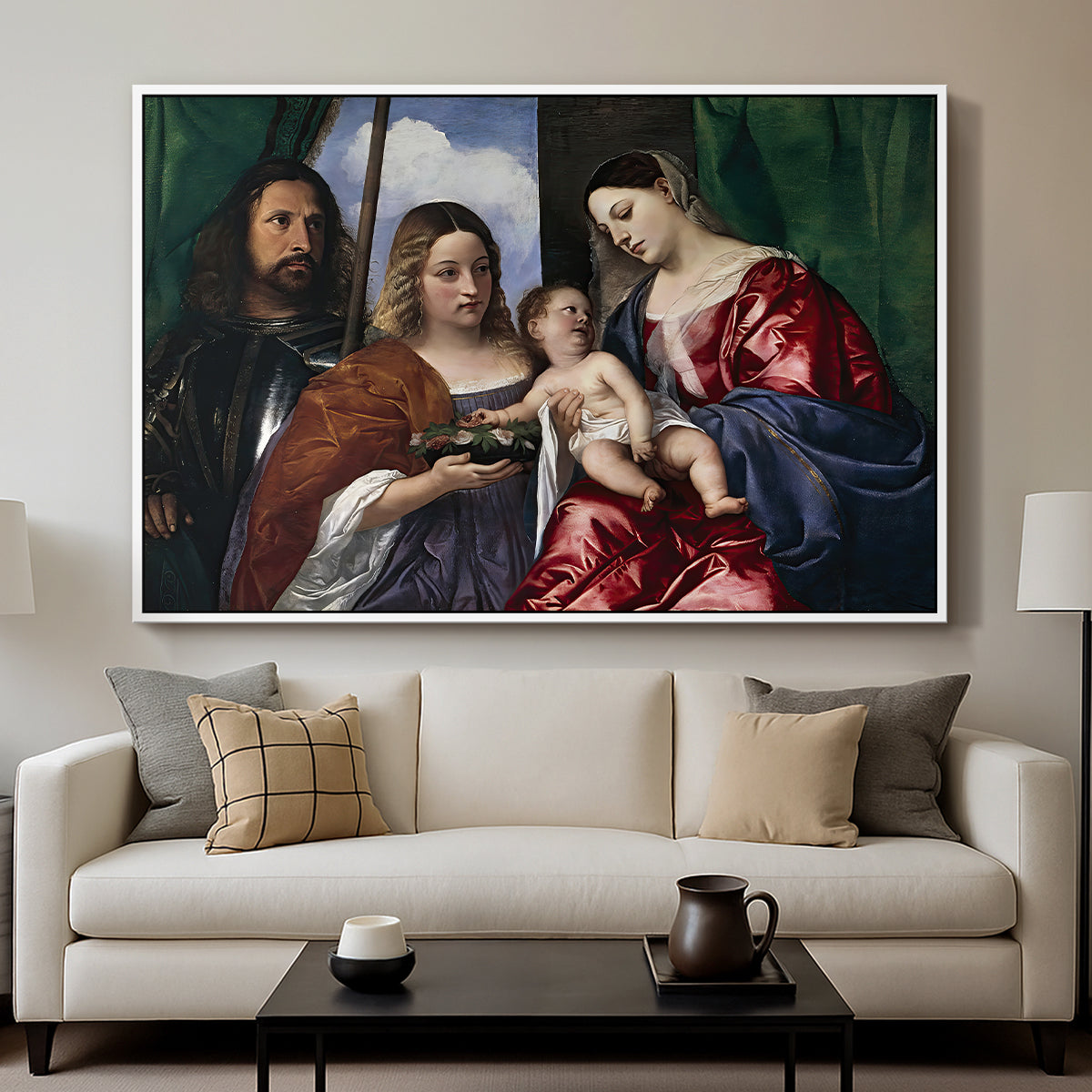 Madonna and Child with Saints Dorothy and George, c. 1516 - Floater Framed Canvas Print