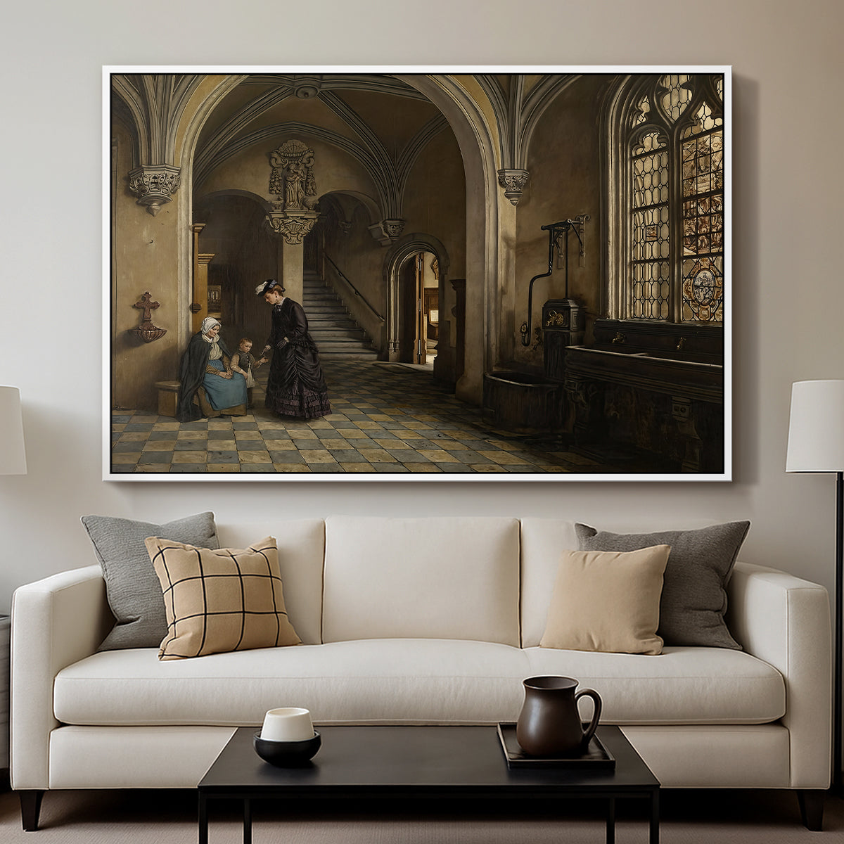 Interior of the Church of Saint Paul in Antwerp, c. 1865-1869 - Floater Framed Canvas Print