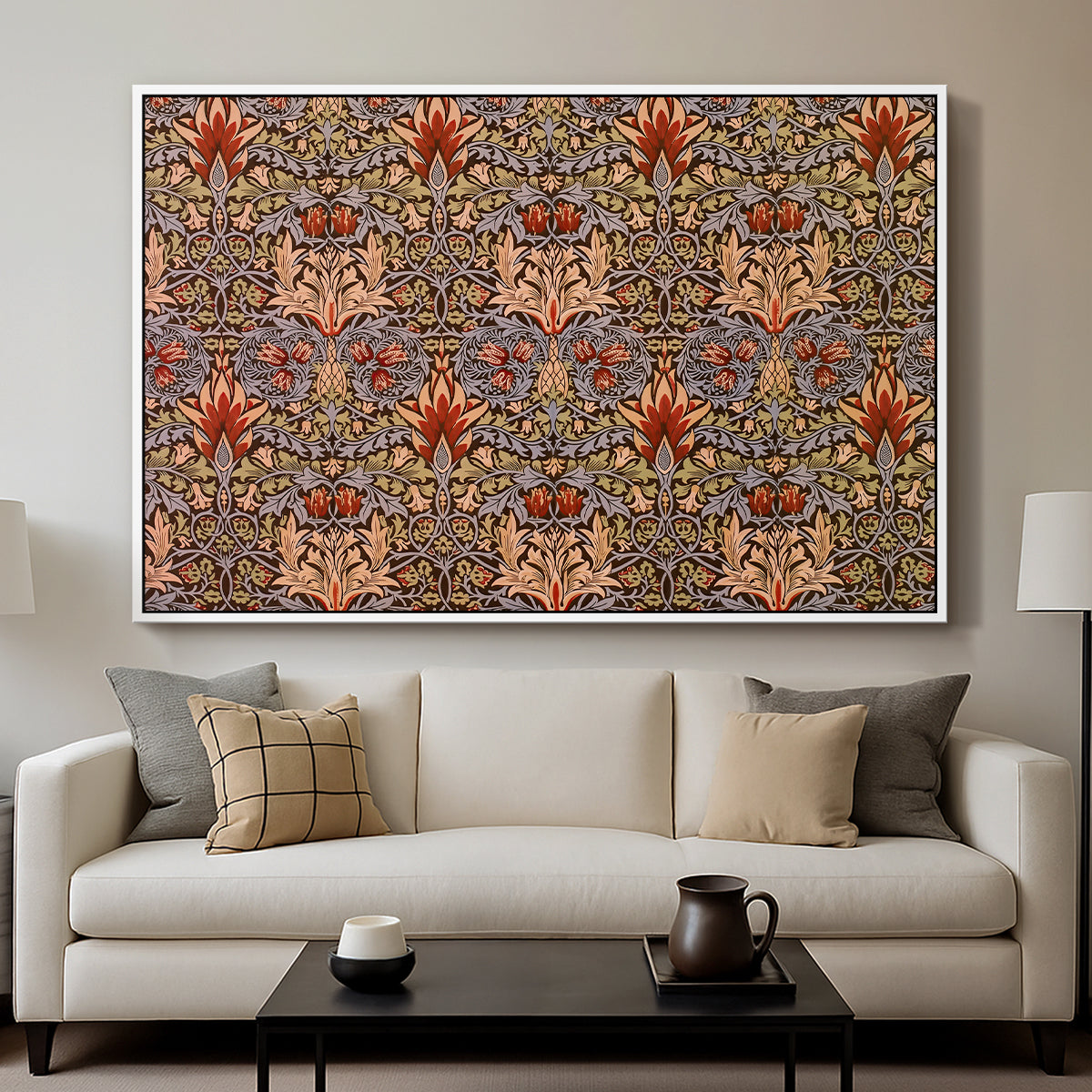 Snakeshead - Red/Cumin, c. 1876 - Floater Framed Canvas Print