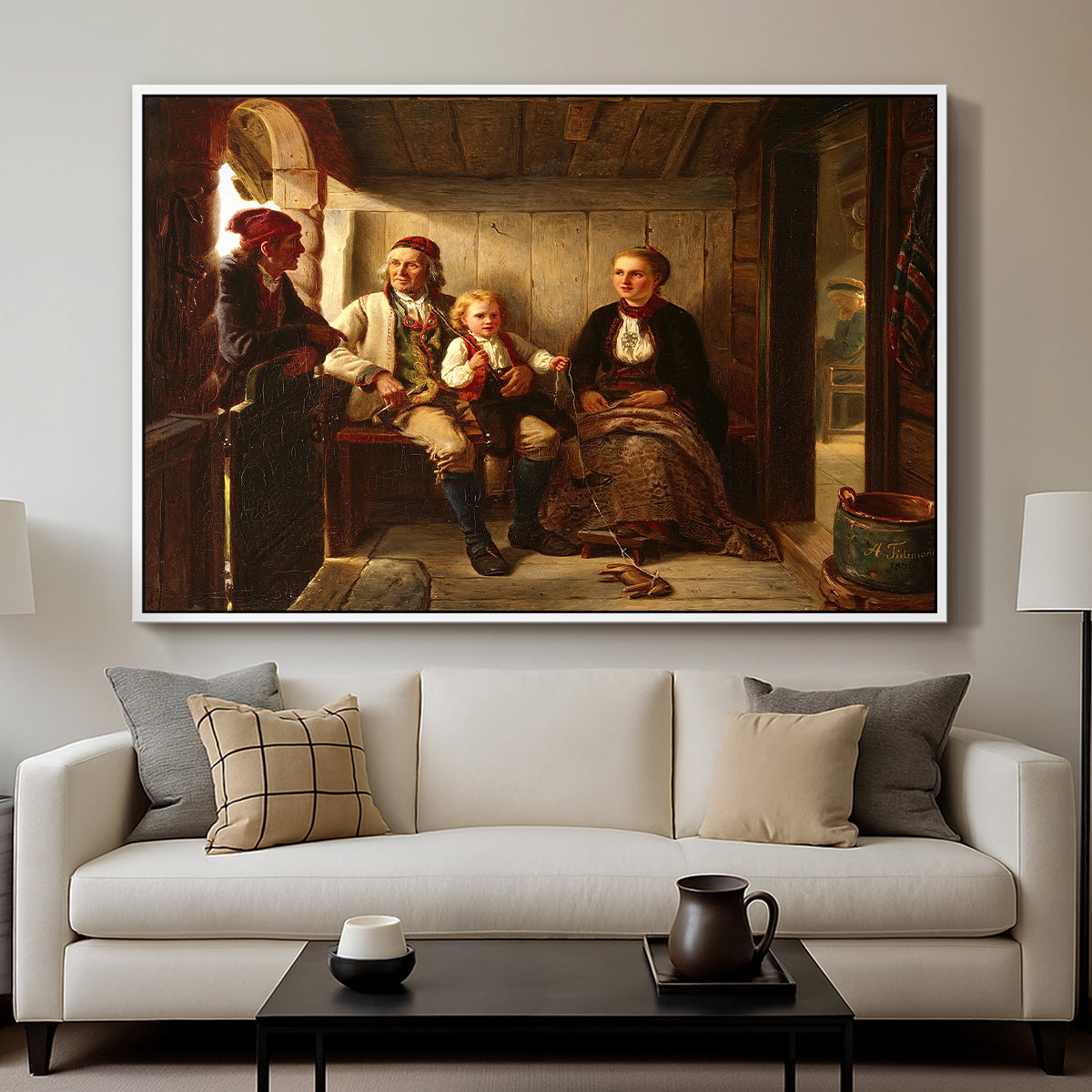 Neighbors (Naboer), 1855 - Floater Framed Canvas Print