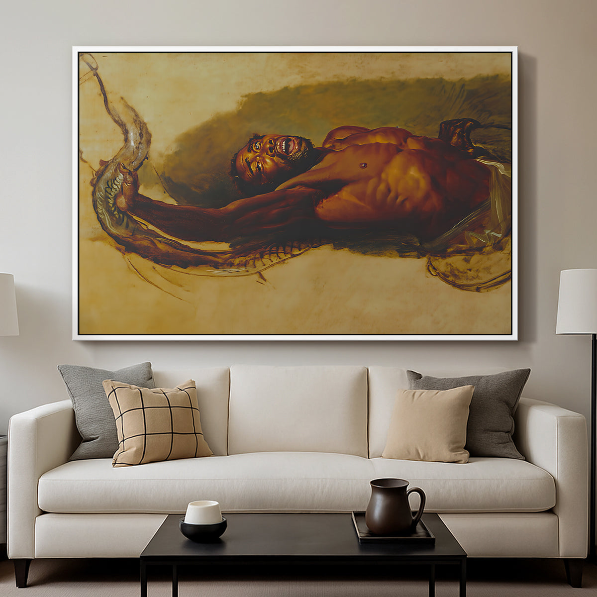 Man Struggling with a Boa Constrictor, c. 1803 - Floater Framed Canvas Print