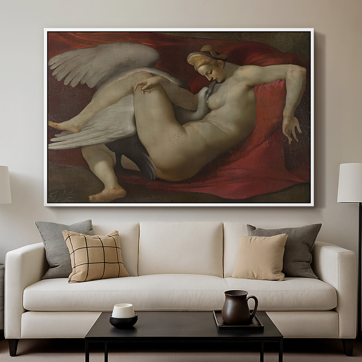 Leda and the Swan (16th-Century Version), c. 1530 - Floater Framed Canvas Print