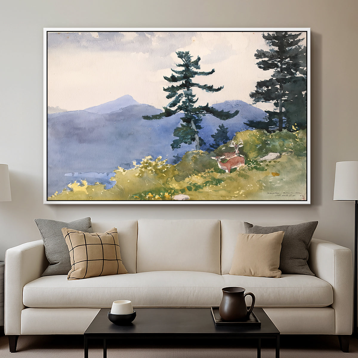 North Woods Club, Adirondacks, 1892 - Floater Framed Canvas Print