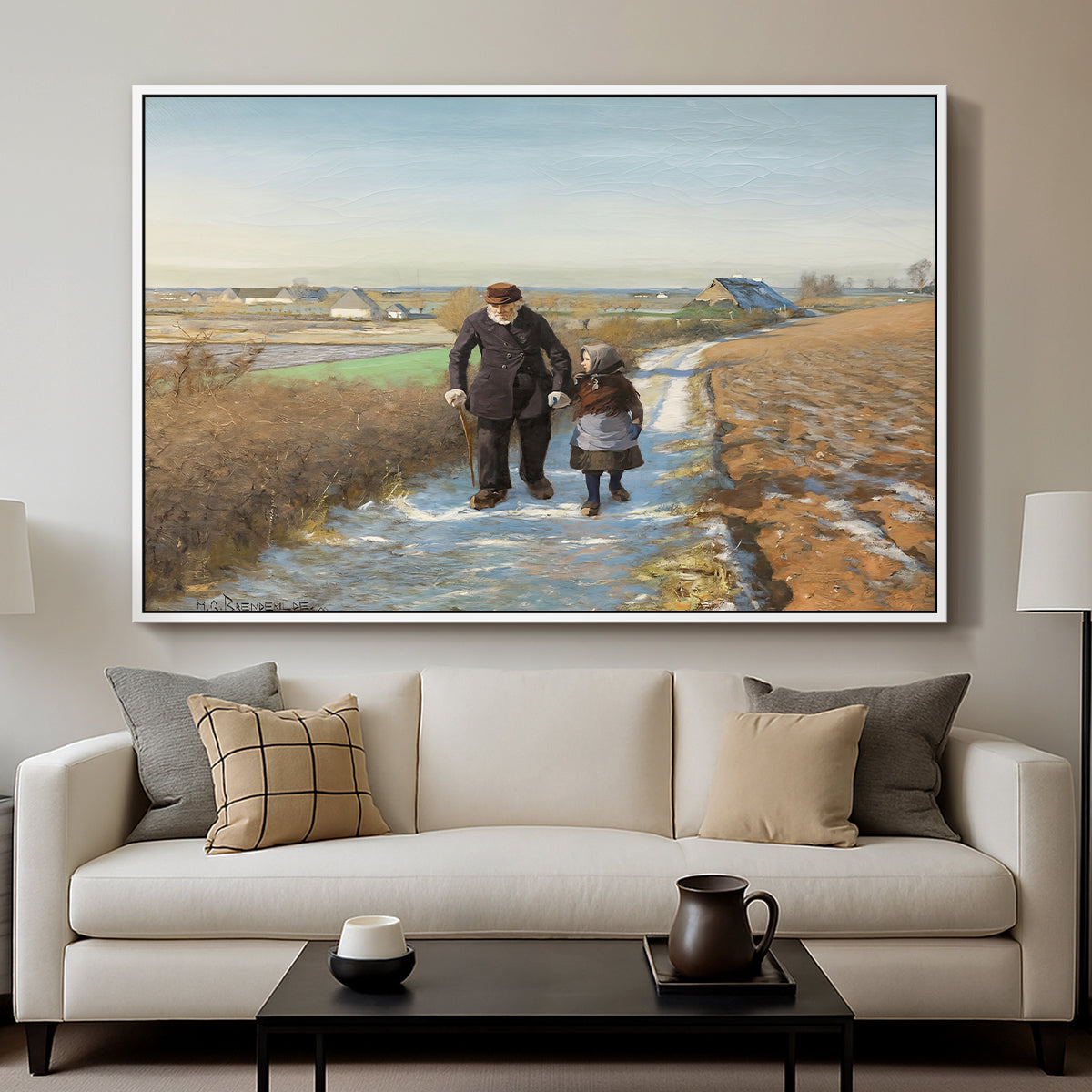 The Old Man and the Child, 1888 - Floater Framed Canvas Print