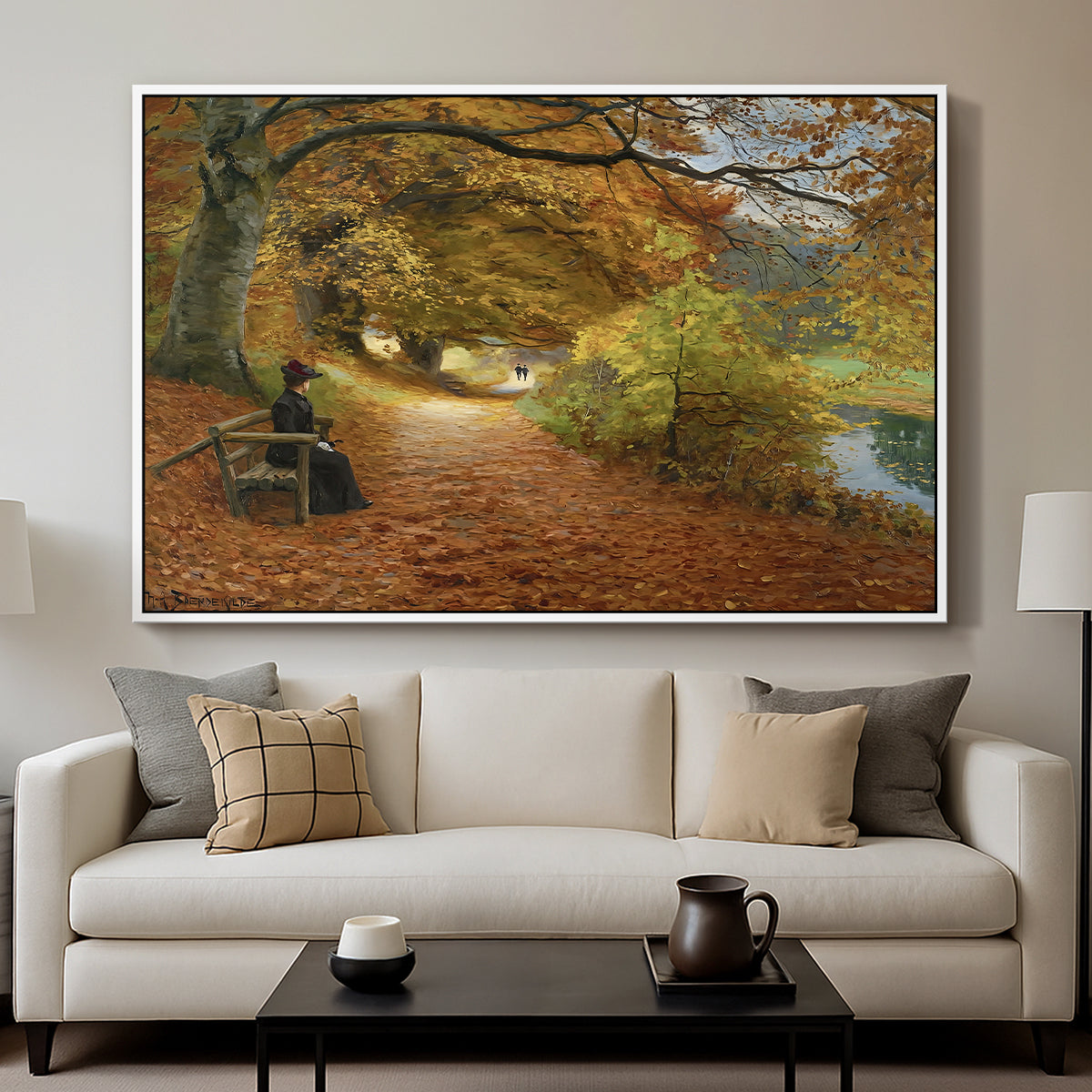 A Wooded Path in Autumn, 1902 - Floater Framed Canvas Print