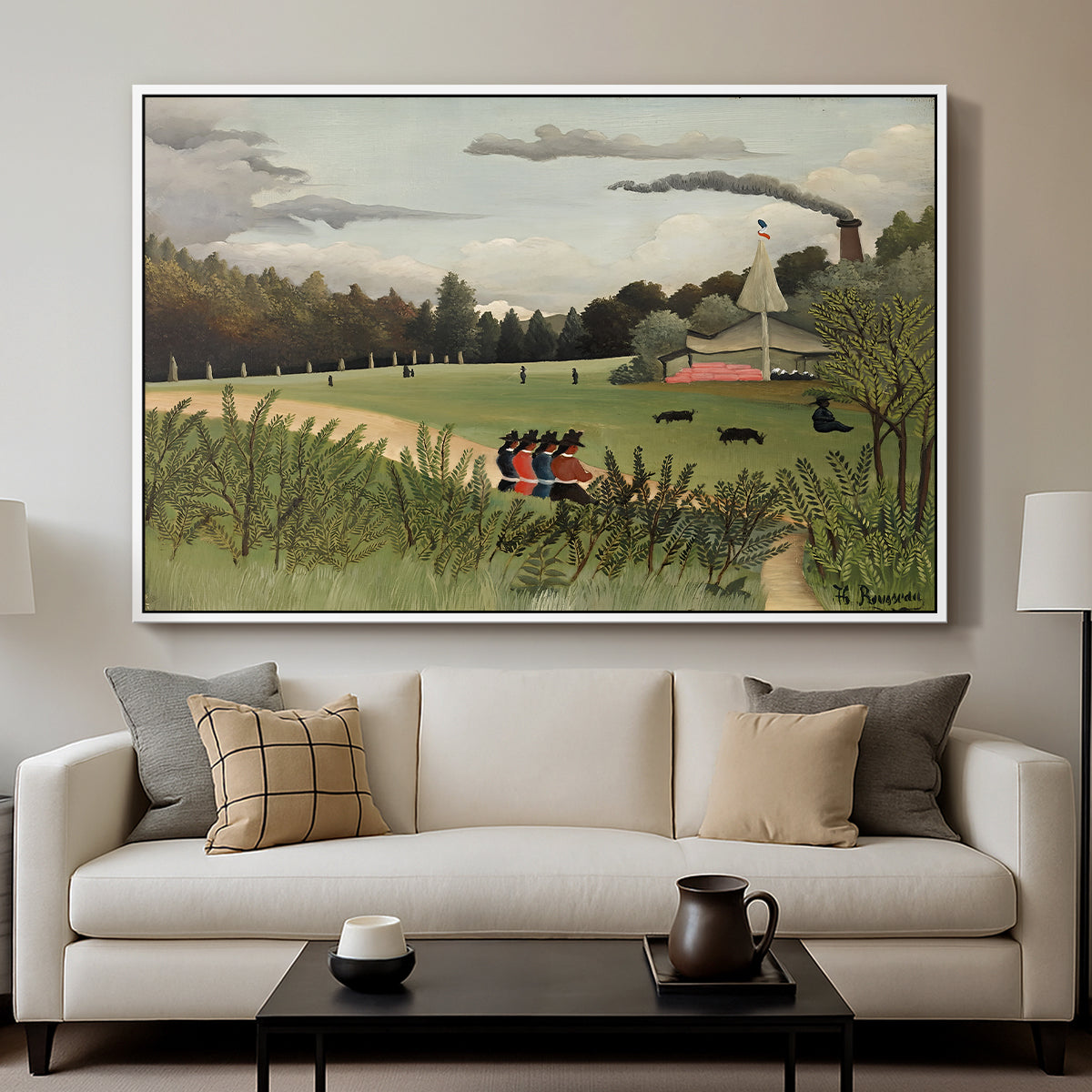 The Chair Factory at Alfortville, 1897 - Floater Framed Canvas Print