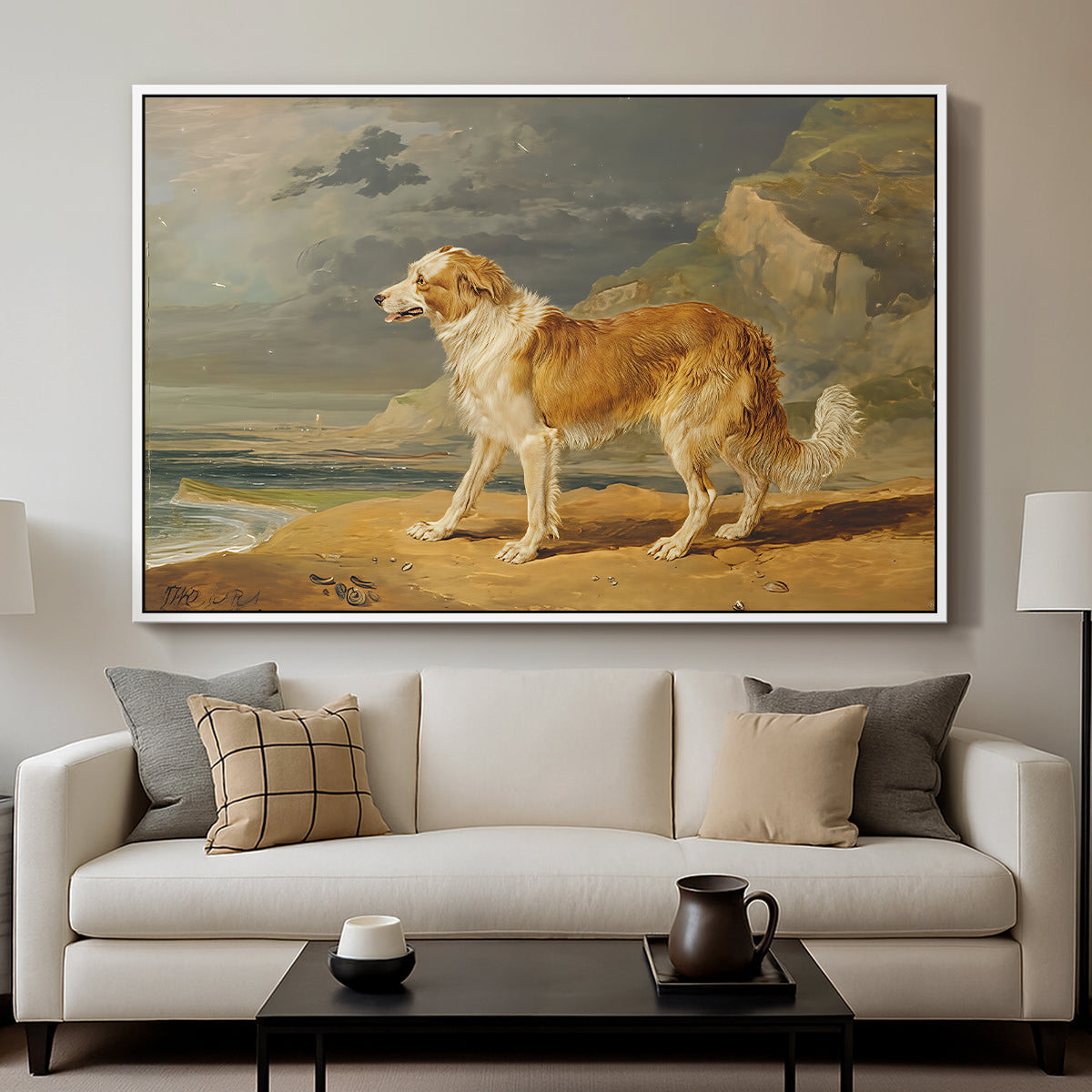 Rough-Coated Collie, 1809 - Floater Framed Canvas Print