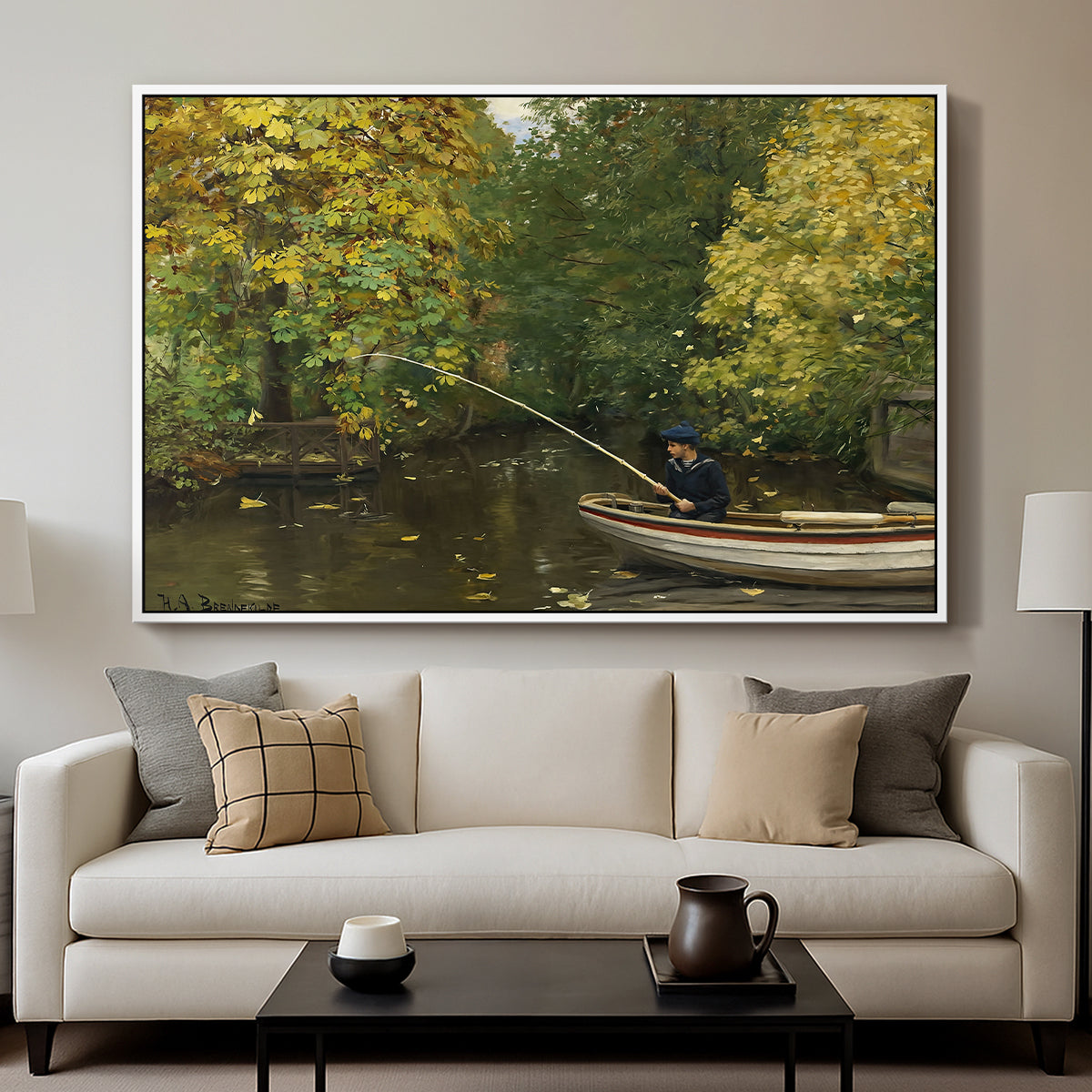Fishing Boy, c. 1890 - Floater Framed Canvas Print