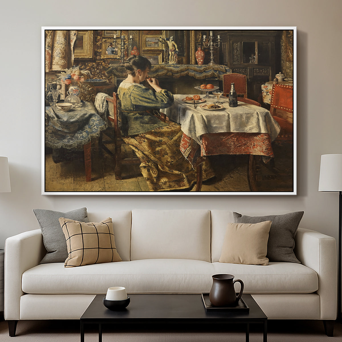 The Meal (De maaltijd), c. 1885 - Floater Framed Canvas Print