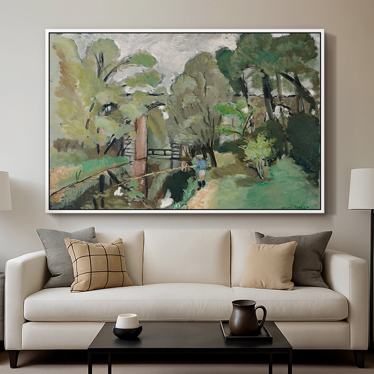 The Little Fisherman, Maintenon, 1918 - Floater Framed Canvas Print