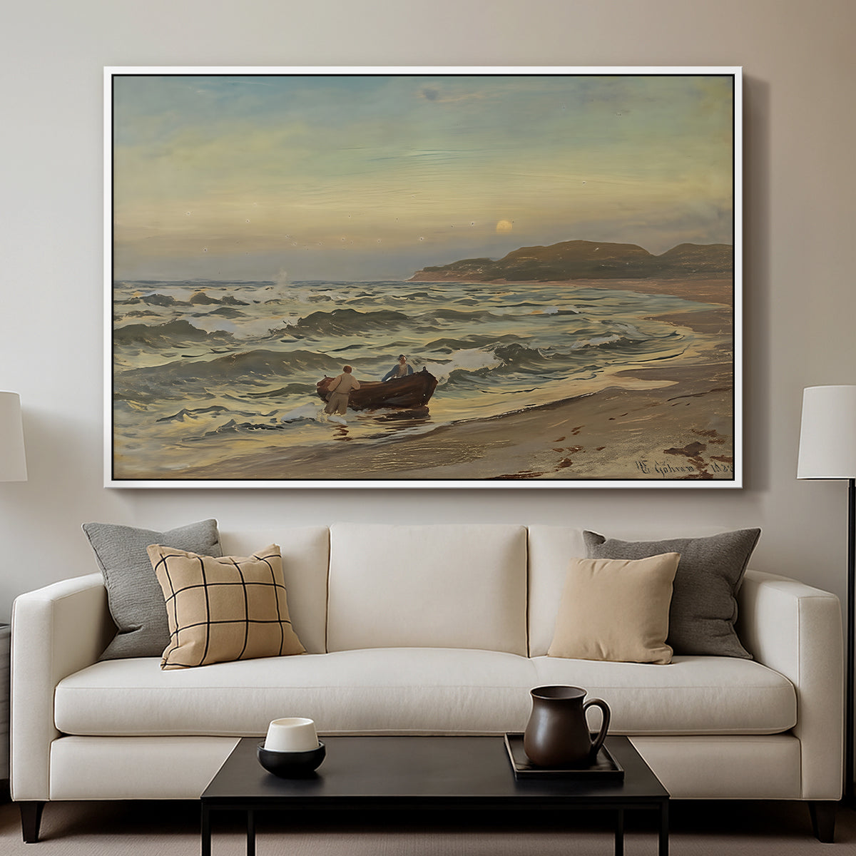 Storm at Rügen, 1882 - Floater Framed Canvas Print
