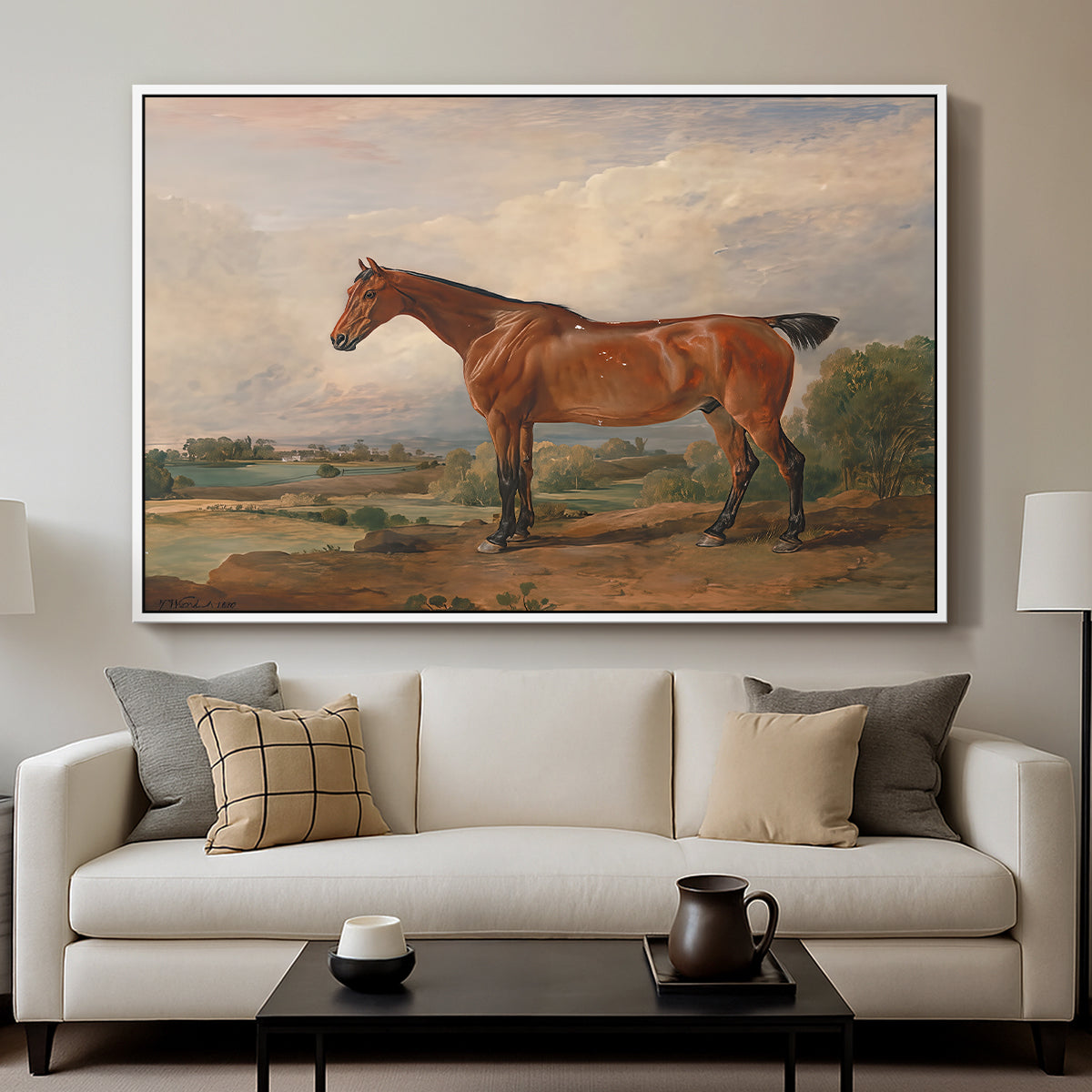 A Hunter in a Landscape, c. 1810 - Floater Framed Canvas Print