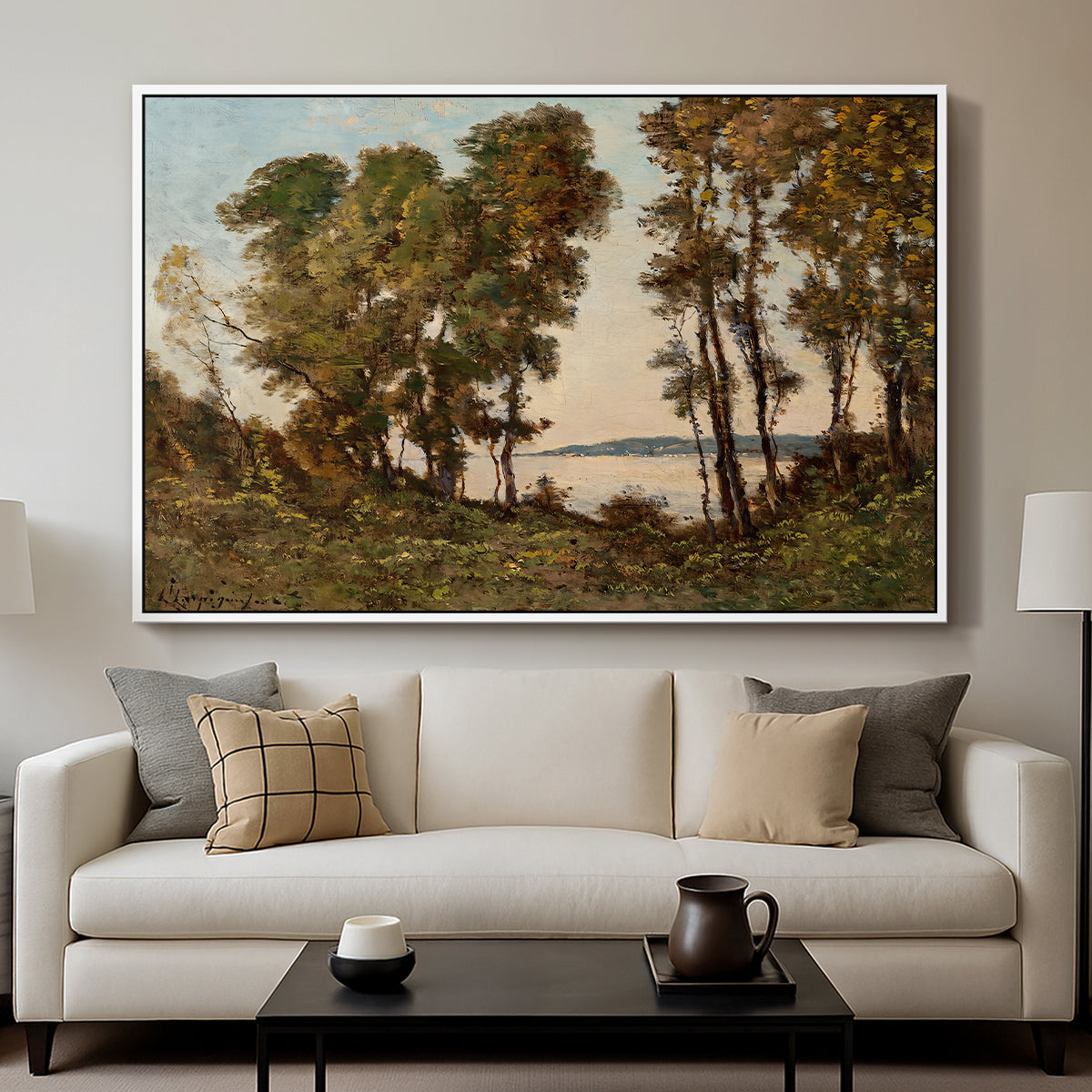 The Banks of the Allier, 1894 - Floater Framed Canvas Print