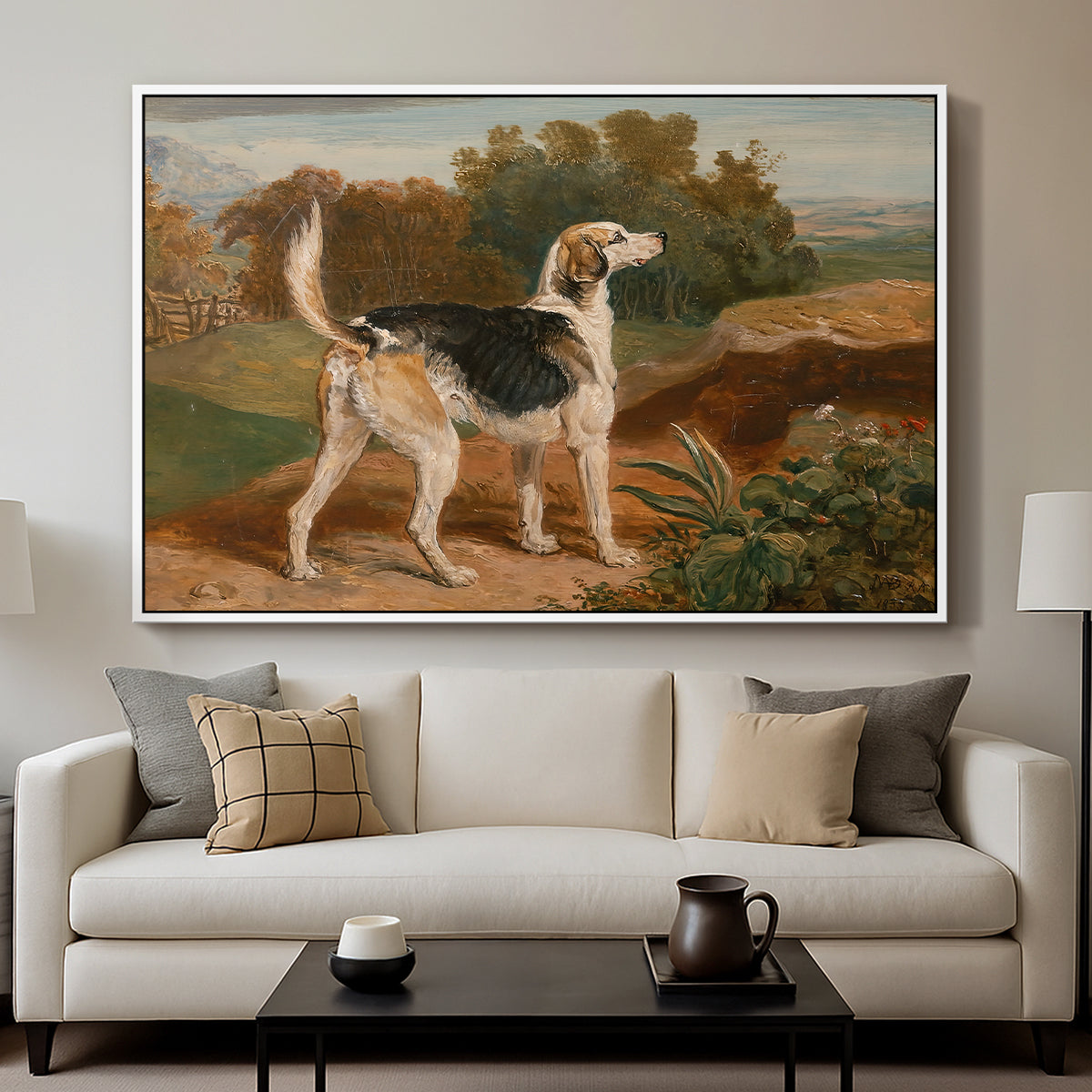 Ravager, One of the Lambton Hounds, 1835 - Floater Framed Canvas Print