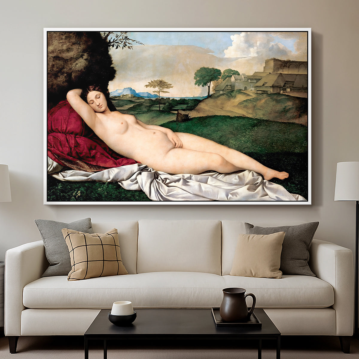 Sleeping Venus, c. 1510 - Floater Framed Canvas Print