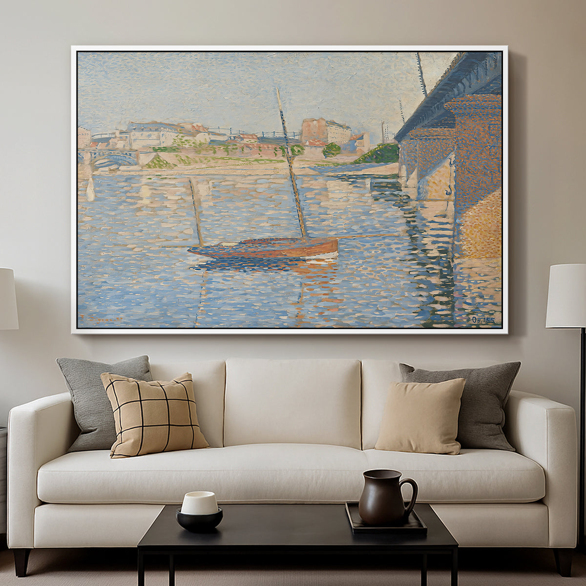 Le Clipper, Asnières, 1887 - Floater Framed Canvas Print