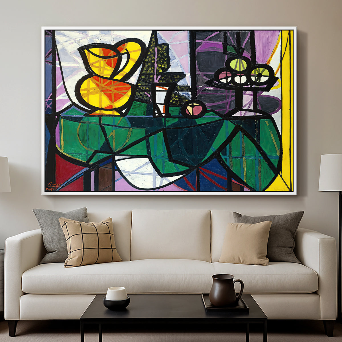 Pitcher and Bowl of Fruit, 1931 - Floater Framed Canvas Print