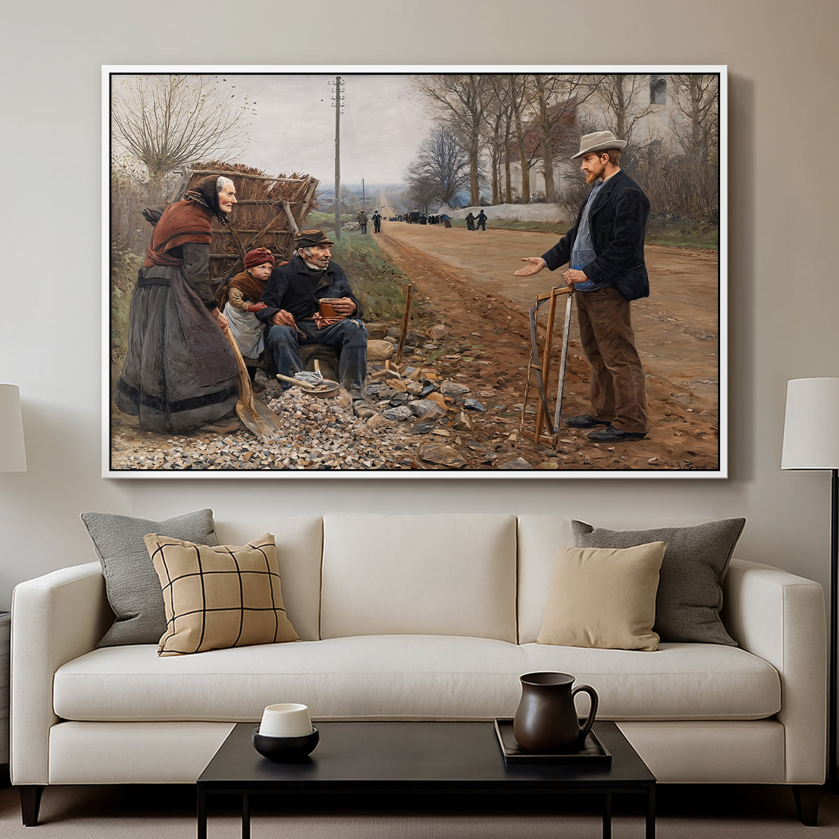 People by a Road, 1893 - Floater Framed Canvas Print