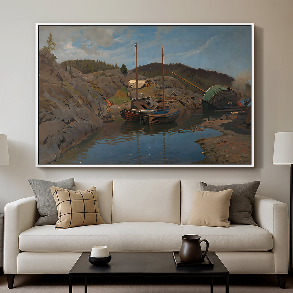 Pilotboats, 1875 - Floater Framed Canvas Print