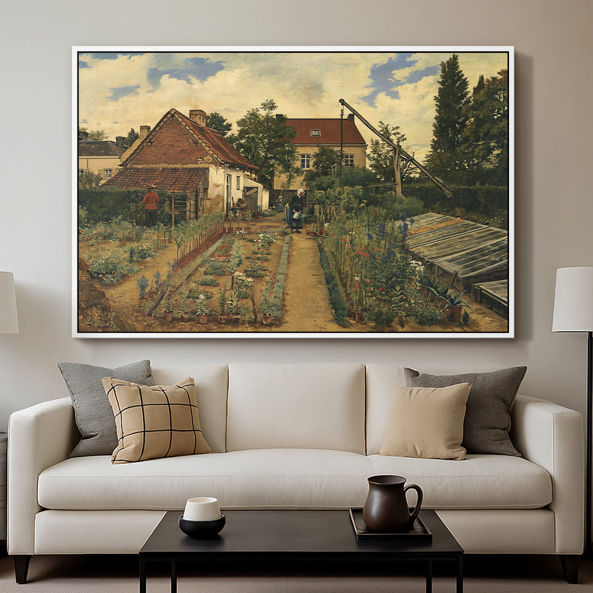 Garden of a Florist (The Flower Garden), 1864 - Floater Framed Canvas Print
