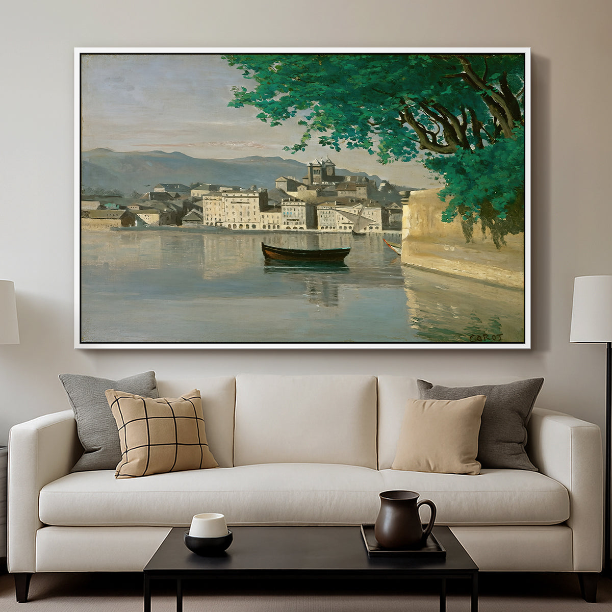 Geneva View of Part of the City, c. 1834-1835 - Floater Framed Canvas Print