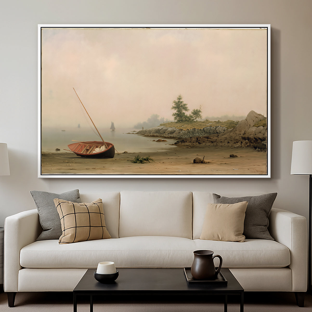 The Stranded Boat, 1863 - Floater Framed Canvas Print