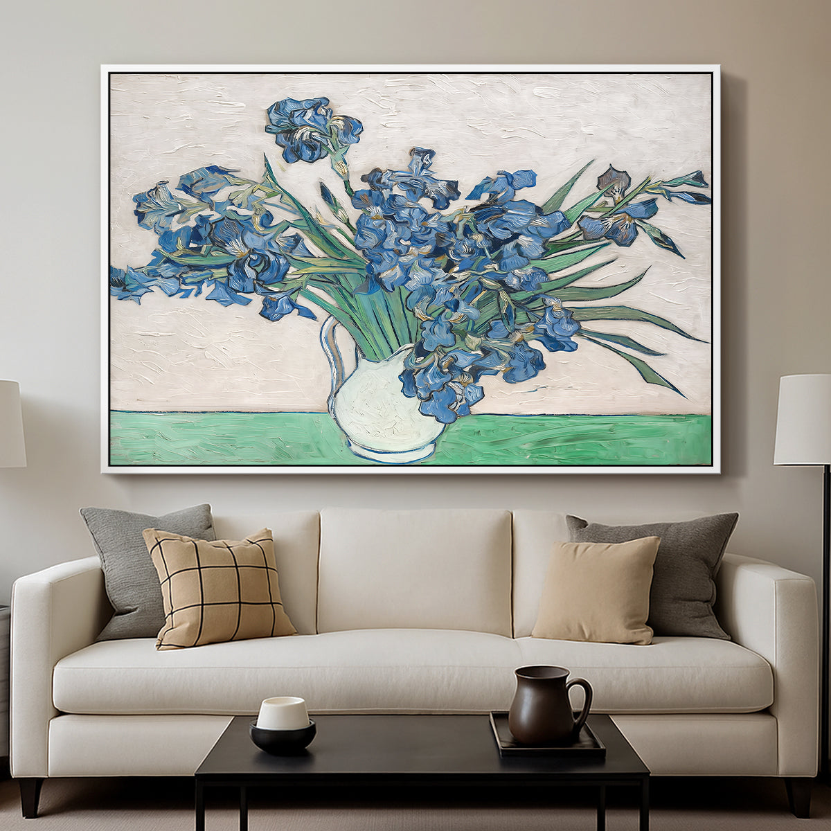 Irises, 1890 - Floater Framed Canvas Print