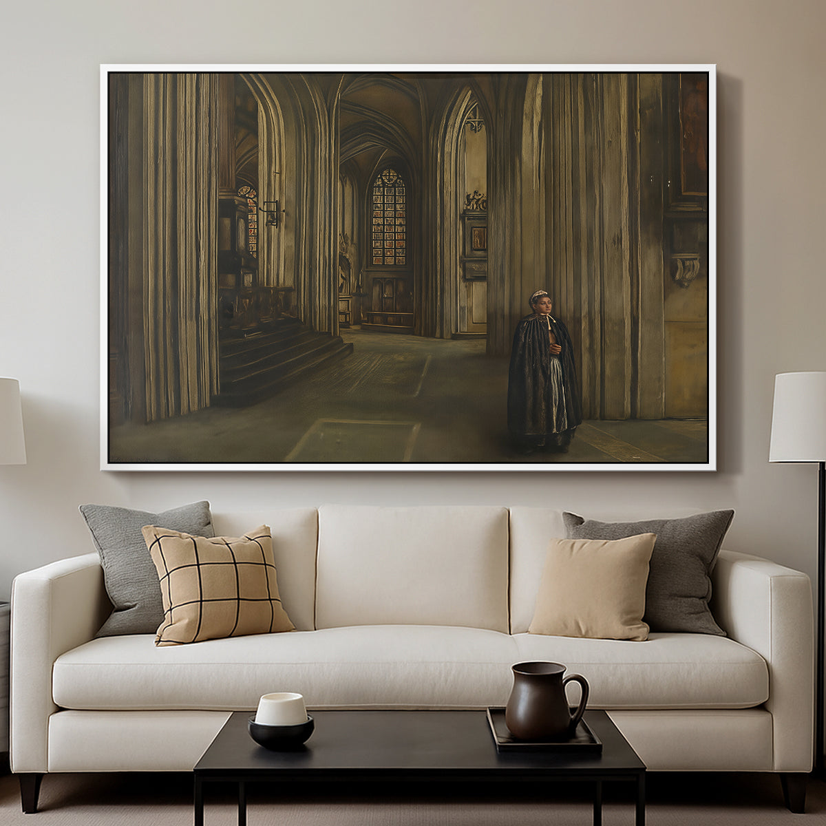 Interior of a Church, 1871 - Floater Framed Canvas Print
