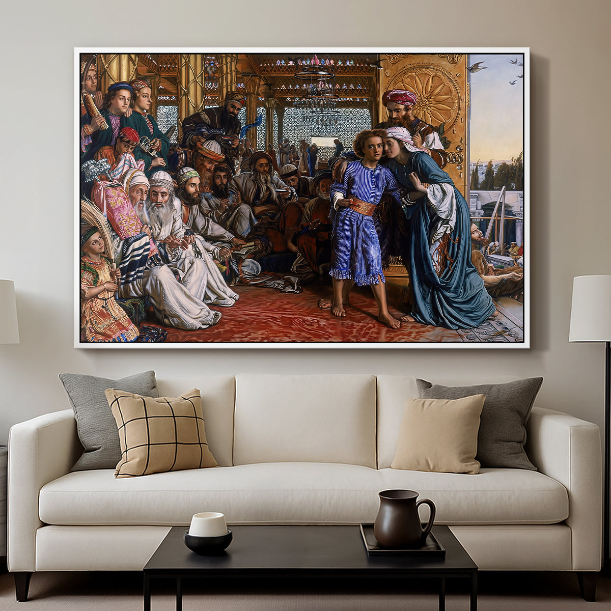 The Finding of the Saviour in the Temple, 1854-1860 - Floater Framed Canvas Print