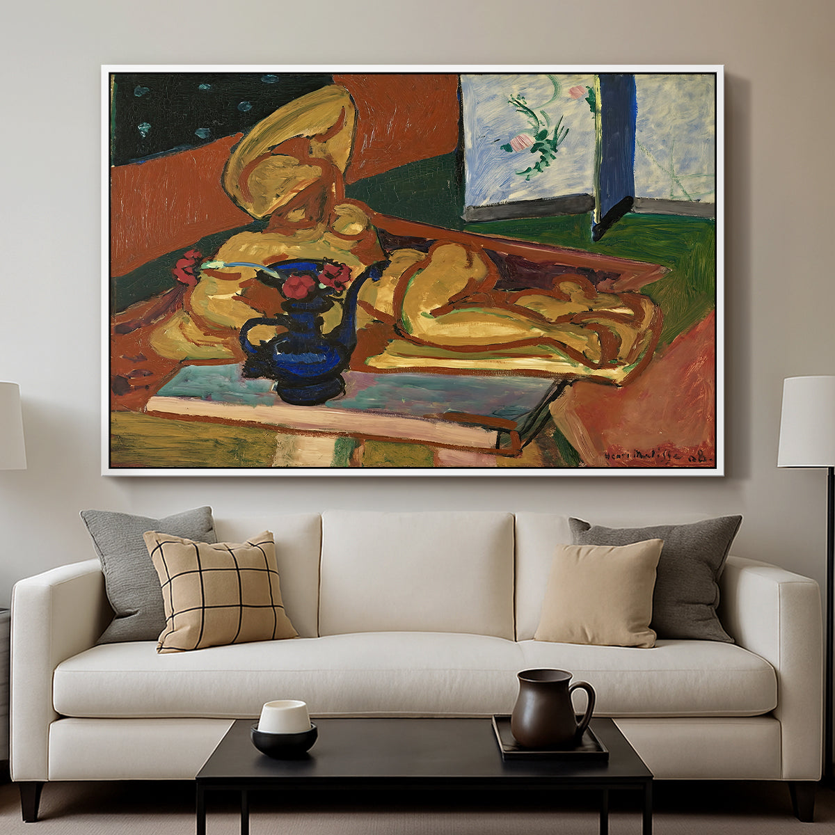 Sculpture and Persian Vase (The Bronze Figure), 1908 - Floater Framed Canvas Print