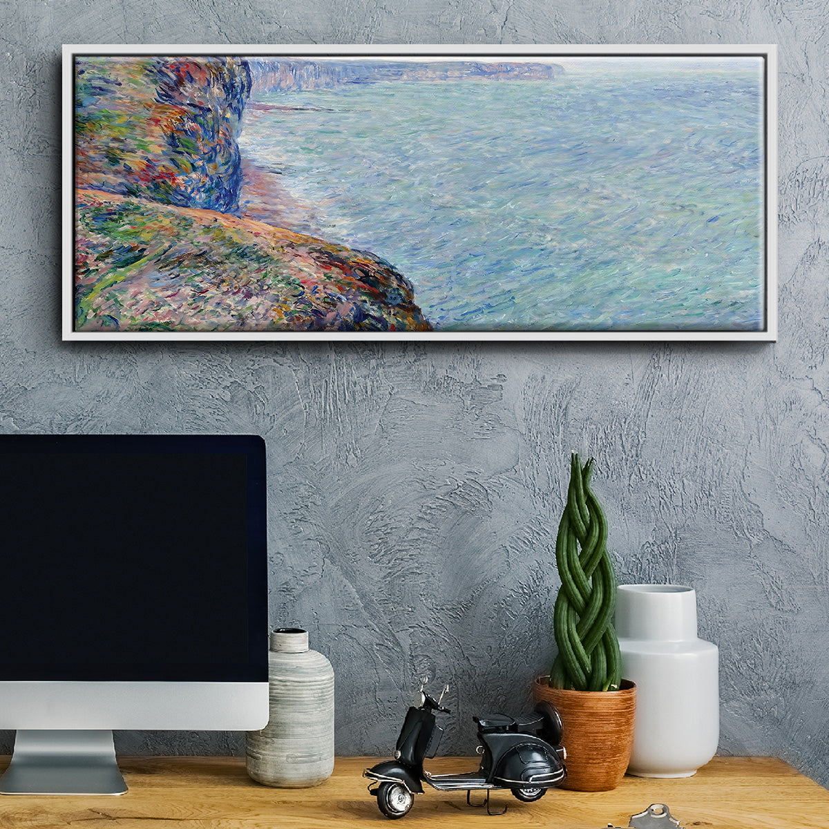 The Sea Seen from the Cliffs of Fecamp, 1881 - Floater Framed Canvas Print