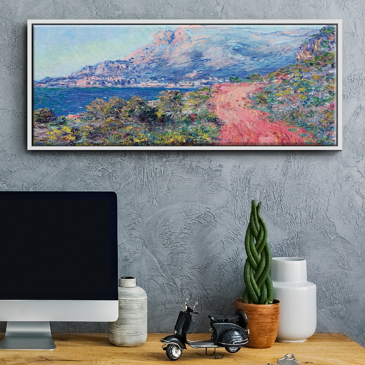 The Red Road Near Menton, 1884 - Floater Framed Canvas Print