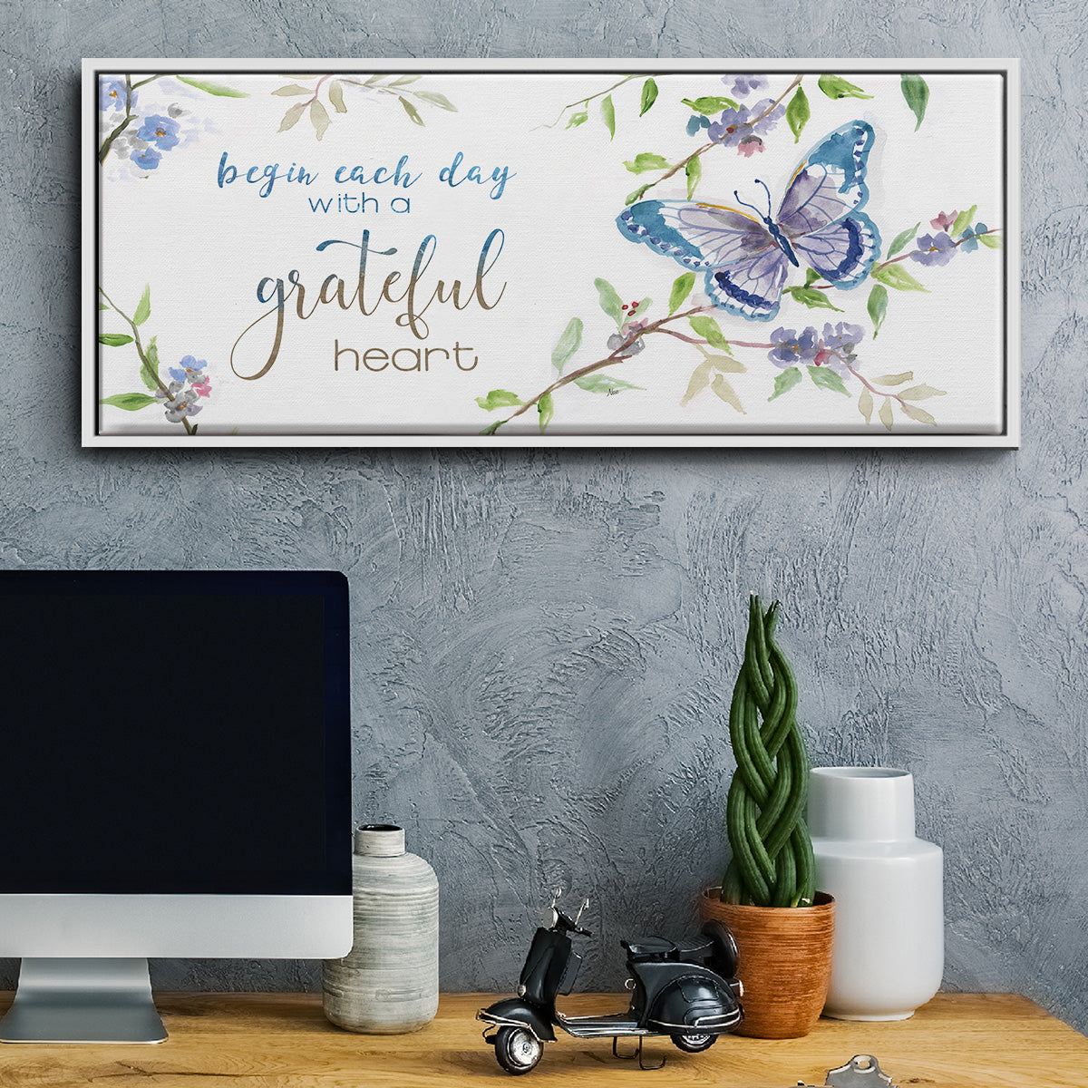 Begin Each Day - Floater Framed Canvas Print